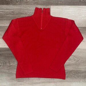 Red Vintage Zip Up Sweater